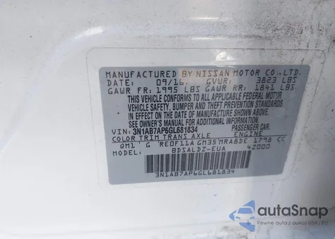 2016 Nissan Sentra Sv from USA, damaged, VIN 3N1AB7AP6GL681834